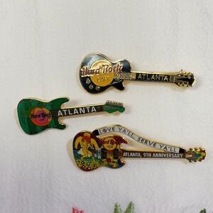 Hard Rock Cafe Atlanta Guitar Pin Set - Multicolor